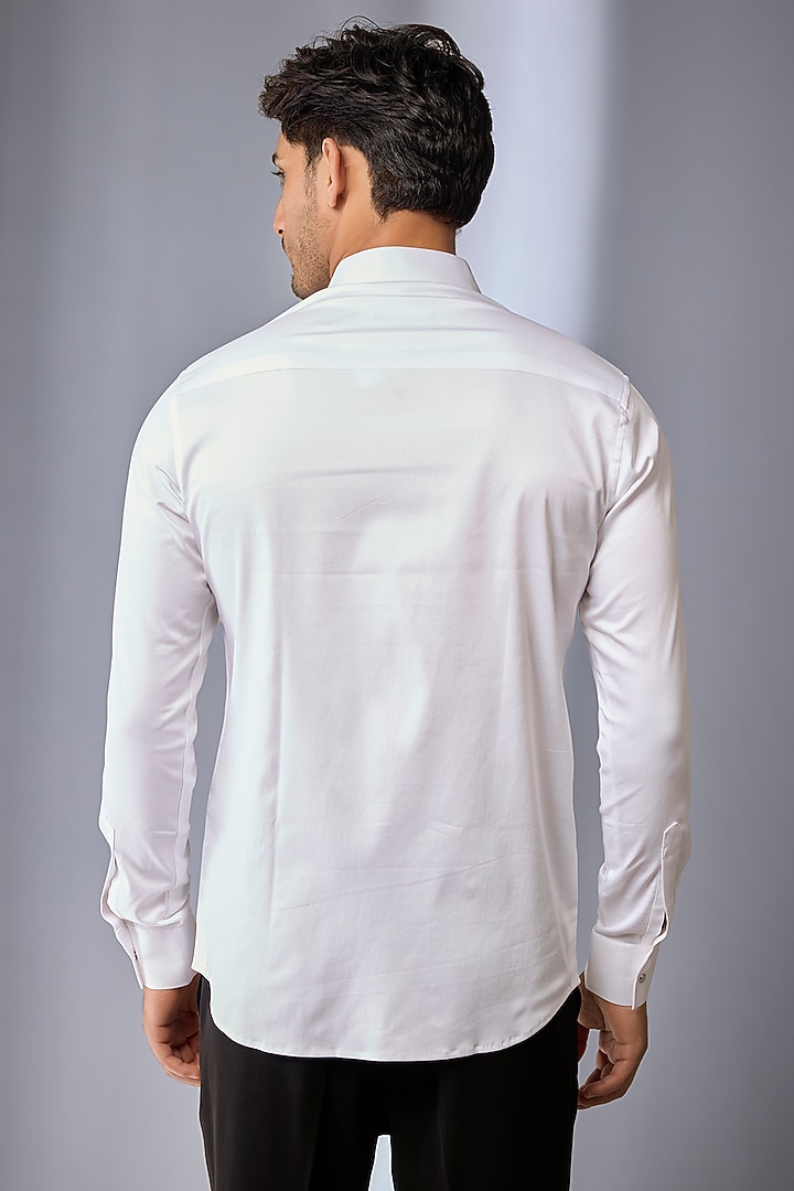 White Cotton Party Wear Shirt by SANJANA REDDY MEN at Pernia's Pop Up Shop