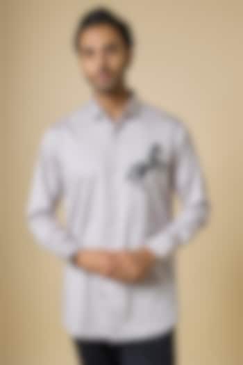 Grey Cotton Party Wear Shirt by SANJANA REDDY MEN at Pernia's Pop Up Shop