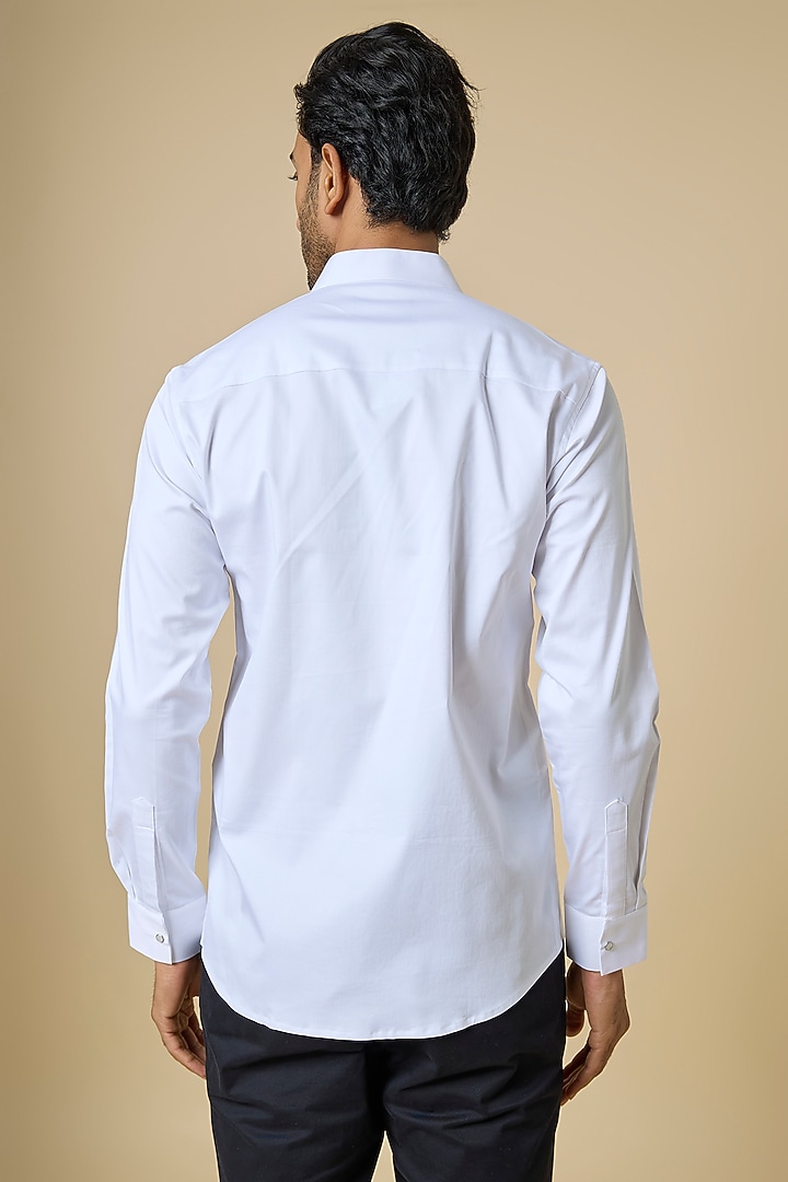 White Cotton Party Wear Shirt by SANJANA REDDY MEN at Pernia's Pop Up Shop