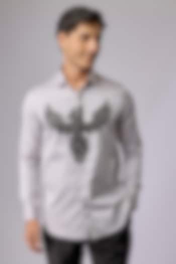 Grey Cotton Shirt by SANJANA REDDY MEN