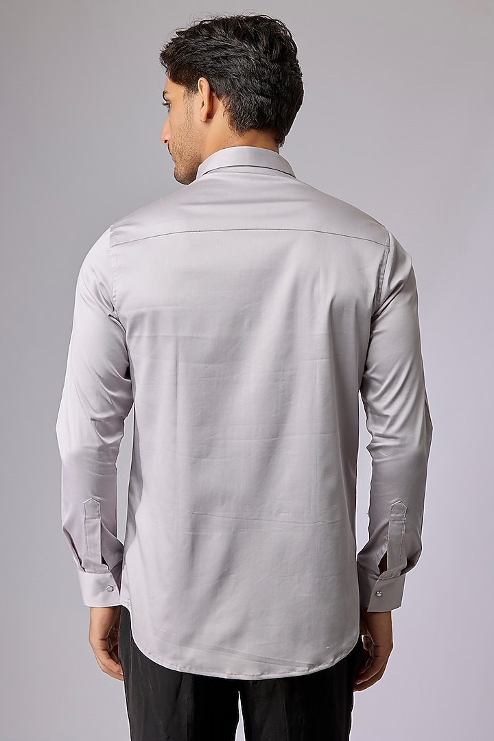 Grey Cotton Party Wear Shirt by SANJANA REDDY MEN at Pernia's Pop Up Shop