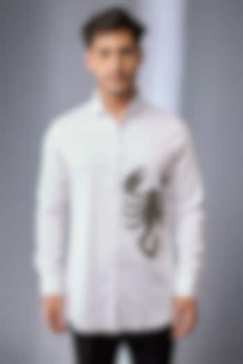 White Cotton Party Wear Shirt by SANJANA REDDY MEN at Pernia's Pop Up Shop
