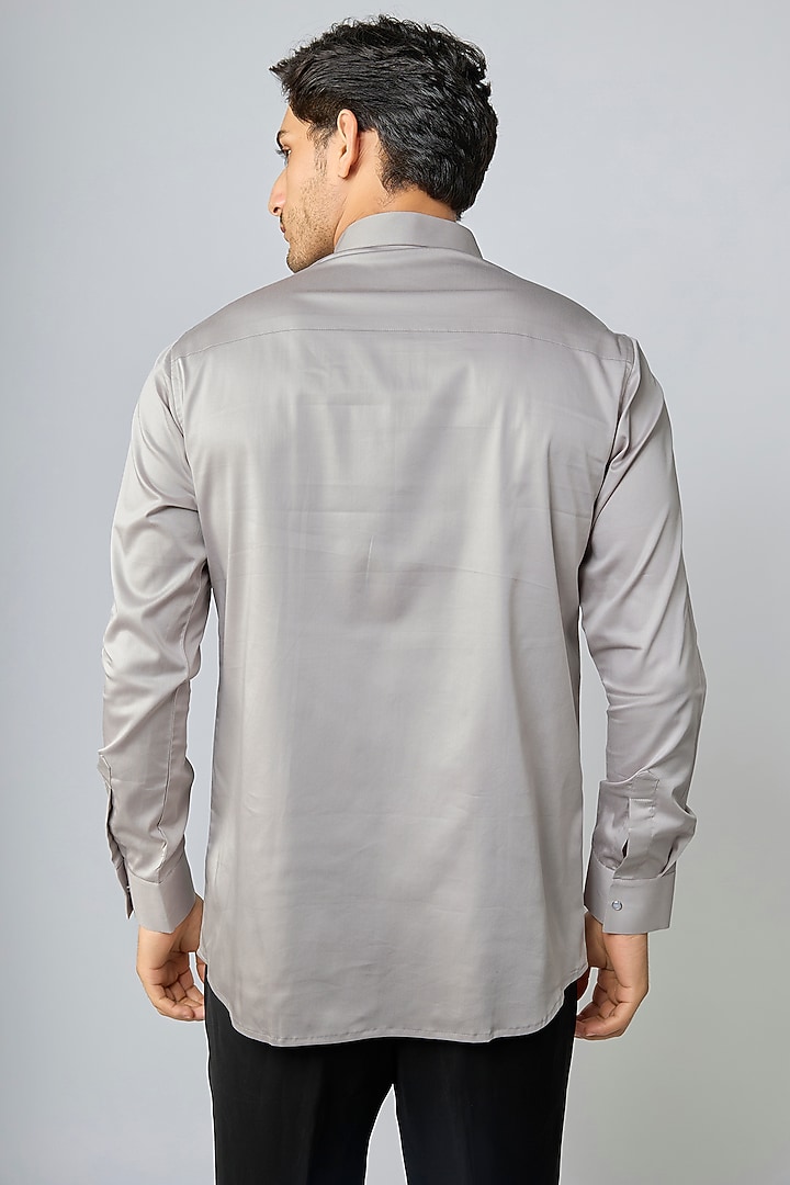 Grey Cotton Party Wear Shirt by SANJANA REDDY MEN at Pernia's Pop Up Shop