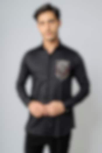 Black Cotton Party Wear Shirt by SANJANA REDDY MEN at Pernia's Pop Up Shop