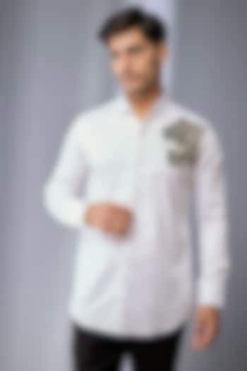 White Cotton Party Wear Shirt by SANJANA REDDY MEN at Pernia's Pop Up Shop