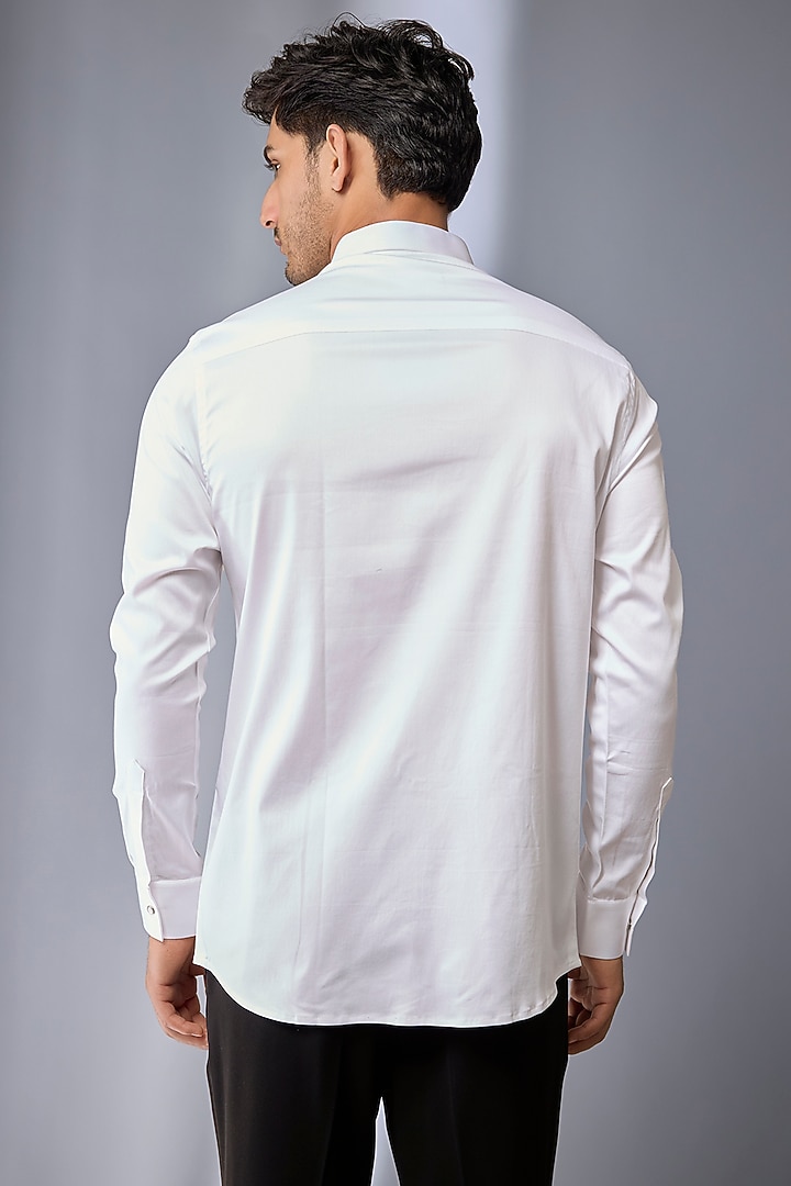 White Cotton Party Wear Shirt by SANJANA REDDY MEN at Pernia's Pop Up Shop