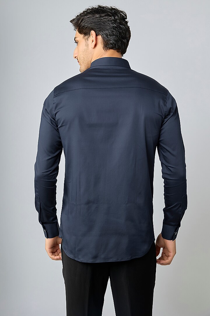 Blue Cotton Party Wear Shirt by SANJANA REDDY MEN at Pernia's Pop Up Shop