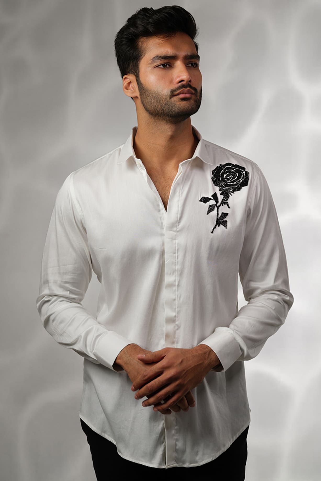 Buy SANJANA REDDY MEN White Cotton Hand Embroidered Shirt at