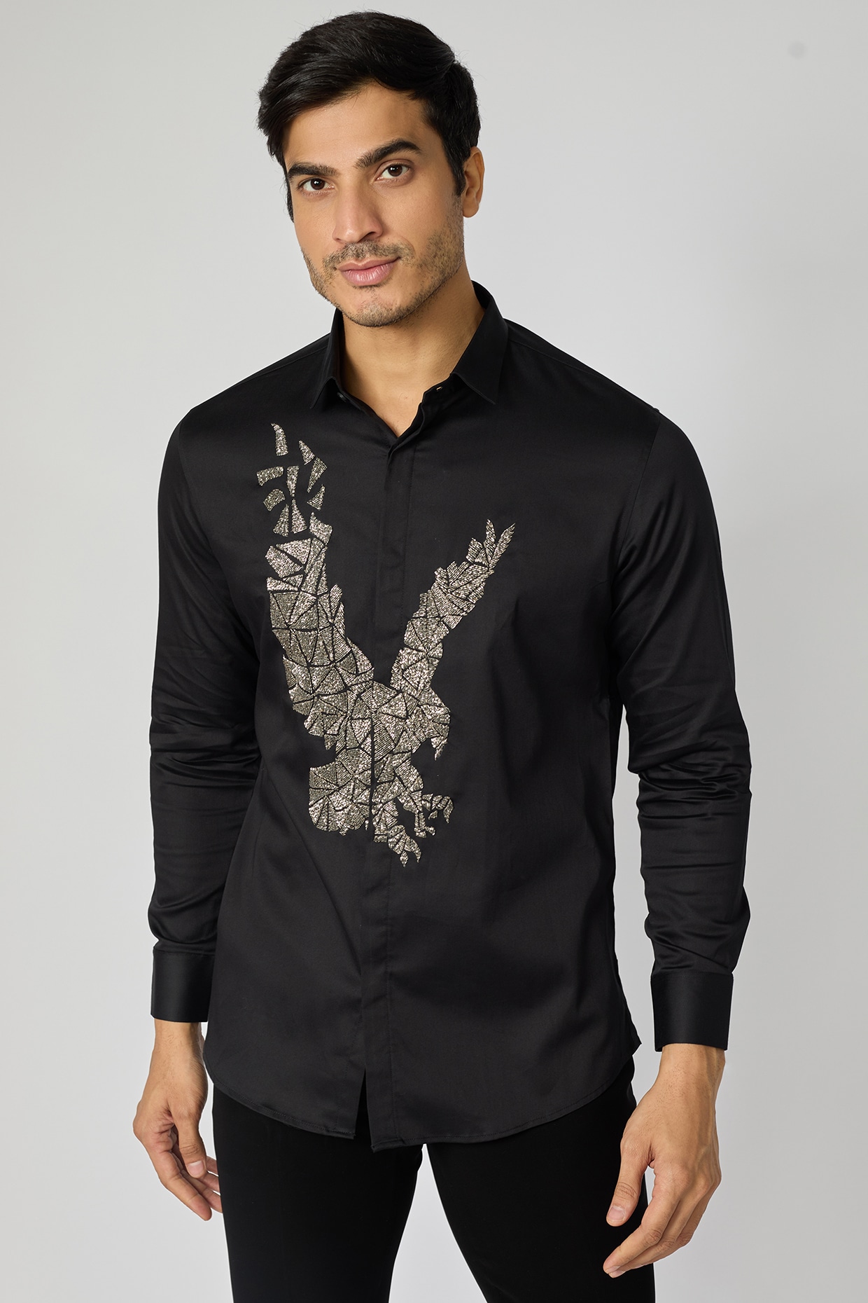 Eaphi EMBROIDERY LONG SLEEVE SHIRTS Sky Blue long-sleeved shirt