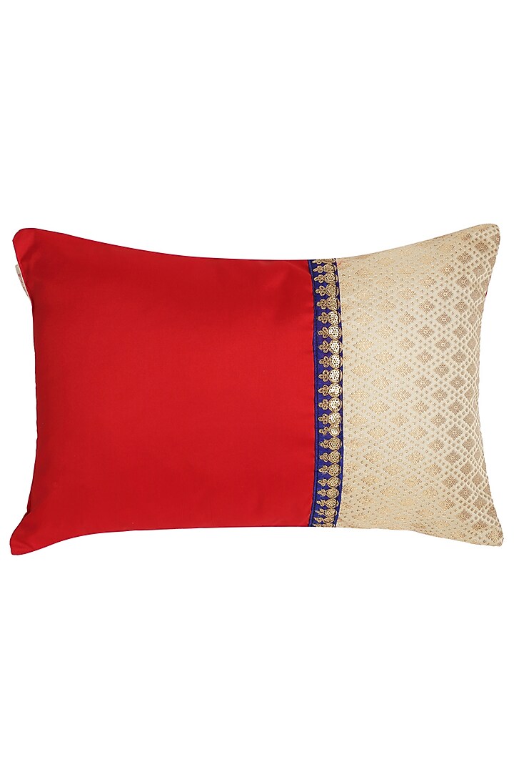 Red & Ivory Jacquard Cushion Covers (Set of 2) by Saka Designs - Home at Pernia's Pop Up Shop