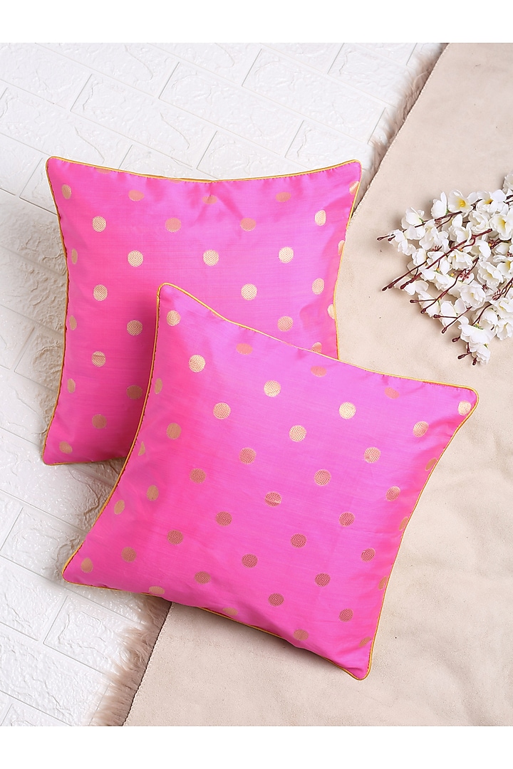 Purple Polka Dots Cushion Cover (Set of 2) by Saka Designs - Home