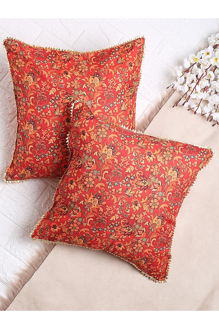 Vibrant Orange Cushion Cover (Set of 2) by Saka Designs - Home