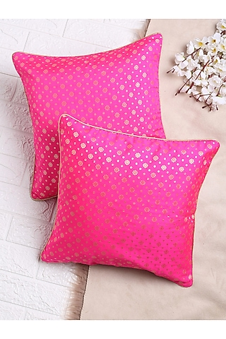 Magenta Motif Cushion Cover (Set of 2) by Saka Designs - Home