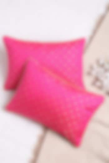 Magenta Jacquard Cushion Cover (Set of 2) by Saka Designs - Home