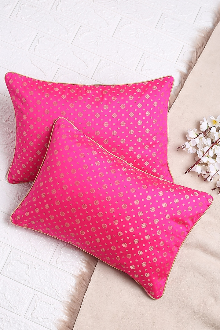 Magenta Jacquard Cushion Cover (Set of 2) by Saka Designs - Home at Pernia's Pop Up Shop