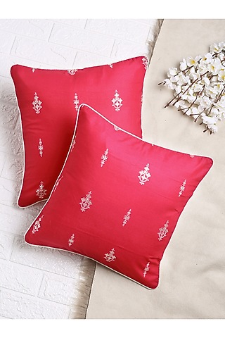 Magenta Motif Cushion Cover (Set of 2) by Saka Designs - Home