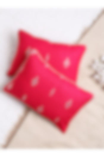 Magenta Polyester Cushion Cover (Set of 2) by Saka Designs - Home at Pernia's Pop Up Shop