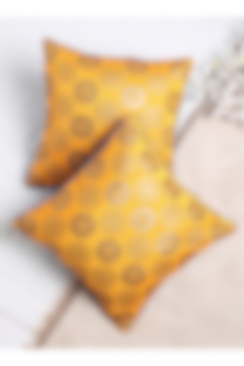 Yellow & Gold Motif Cushion Cover (Set of 2) by Saka Designs - Home