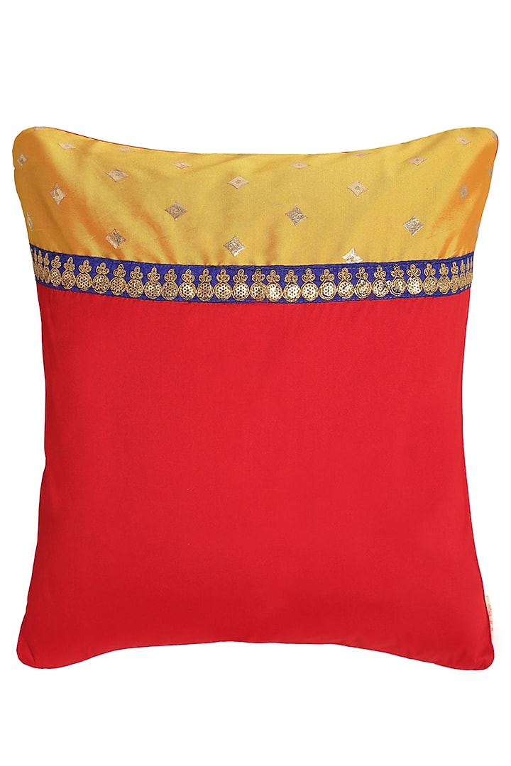 Red & Mustard Jacquard Cushion Covers (Set of 2) by Saka Designs - Home at Pernia's Pop Up Shop