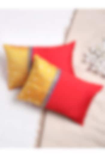 Red & Mustard Cushion Covers (Set of 2) by Saka Designs - Home
