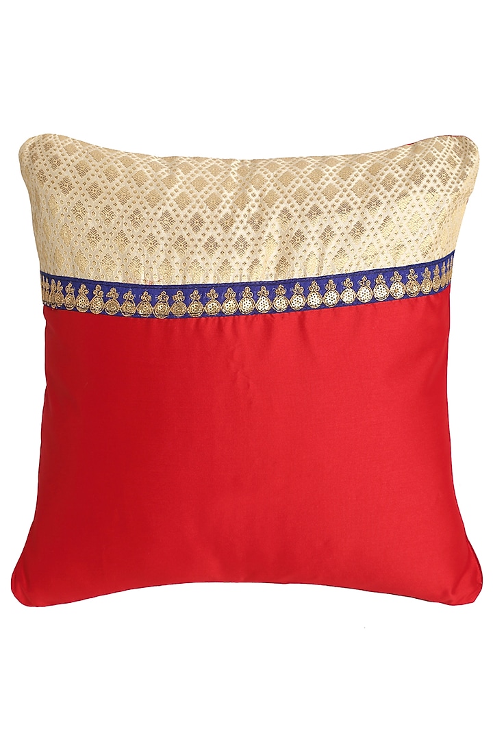 Red & Ivory Jacquard Cushion Covers (Set of 2) by Saka Designs - Home at Pernia's Pop Up Shop