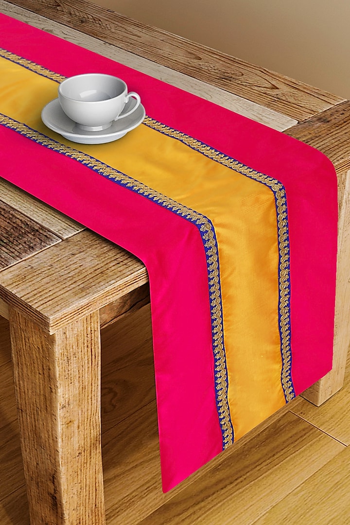 Magenta & Orange Silk Blend Table Runner by Saka Designs - Home