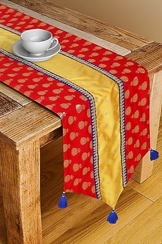 Red & Mustard Jacquard Table Runner by Saka Designs - Home