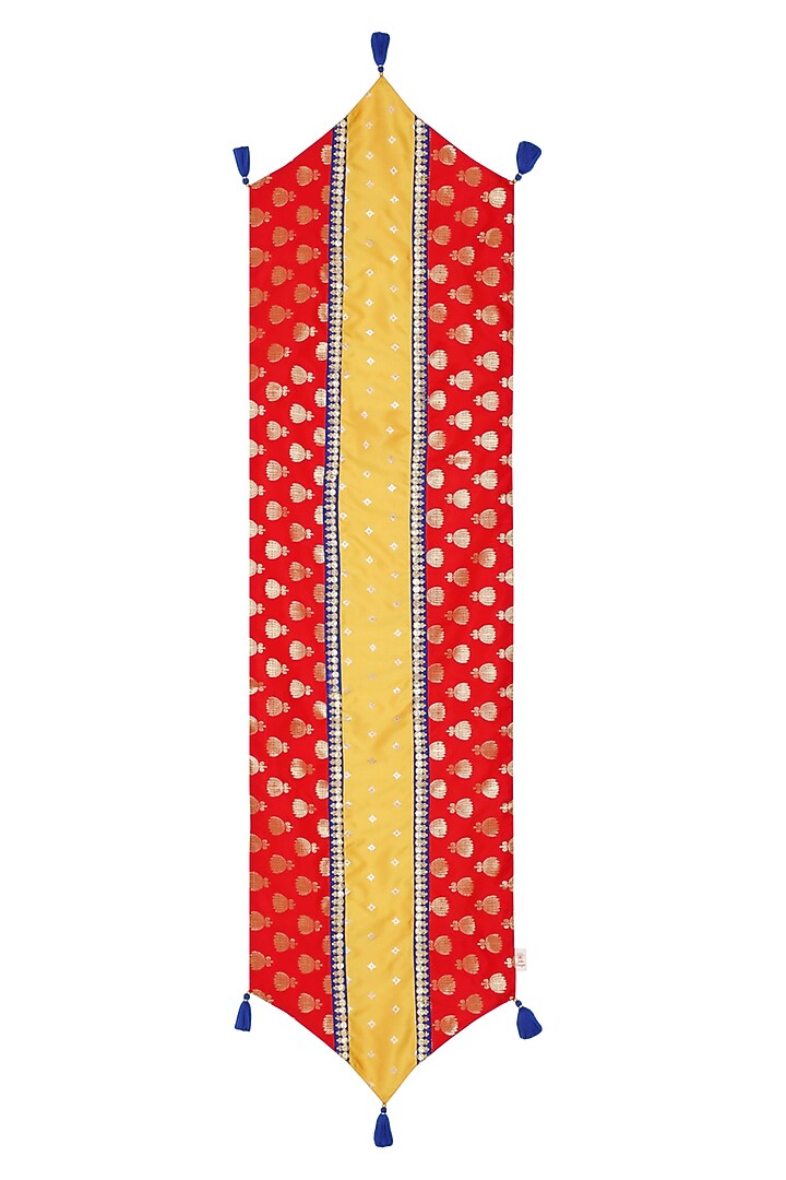 Red & Mustard Jacquard Table Runner by Saka Designs - Home at Pernia's Pop Up Shop