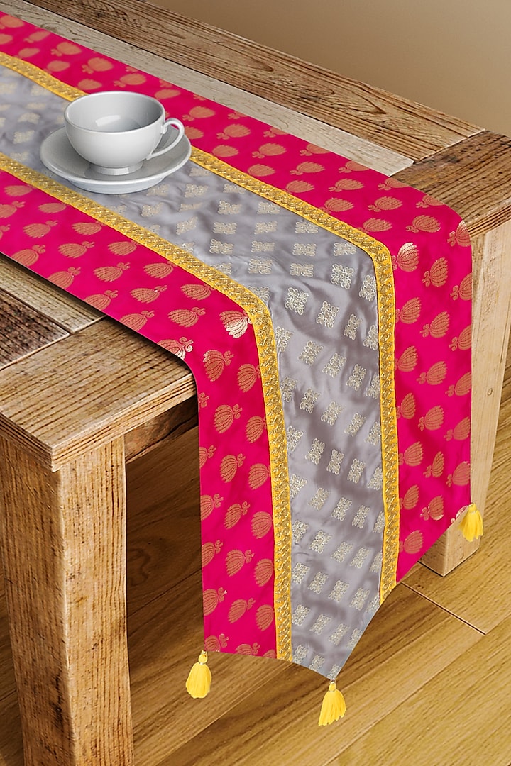 Grey & Magenta Silk Blend Table Runner by Saka Designs - Home