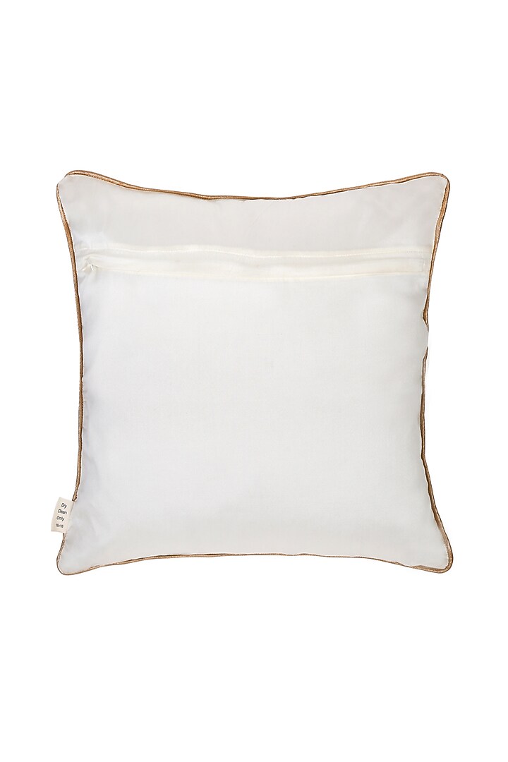Cream Polyester Zari Embroidered Cushion Covers (Set of 2) by Saka Designs - Home at Pernia's Pop Up Shop