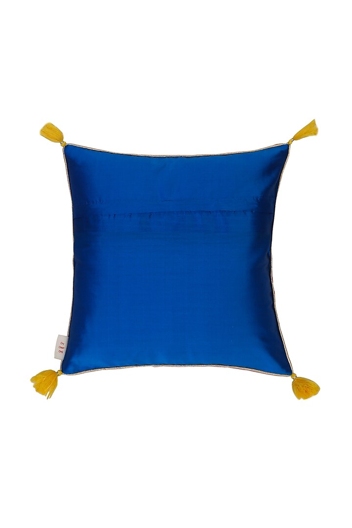 Magenta Polyester Cushion Cover With Mirror Work (Set of 2) by Saka Designs - Home at Pernia's Pop Up Shop