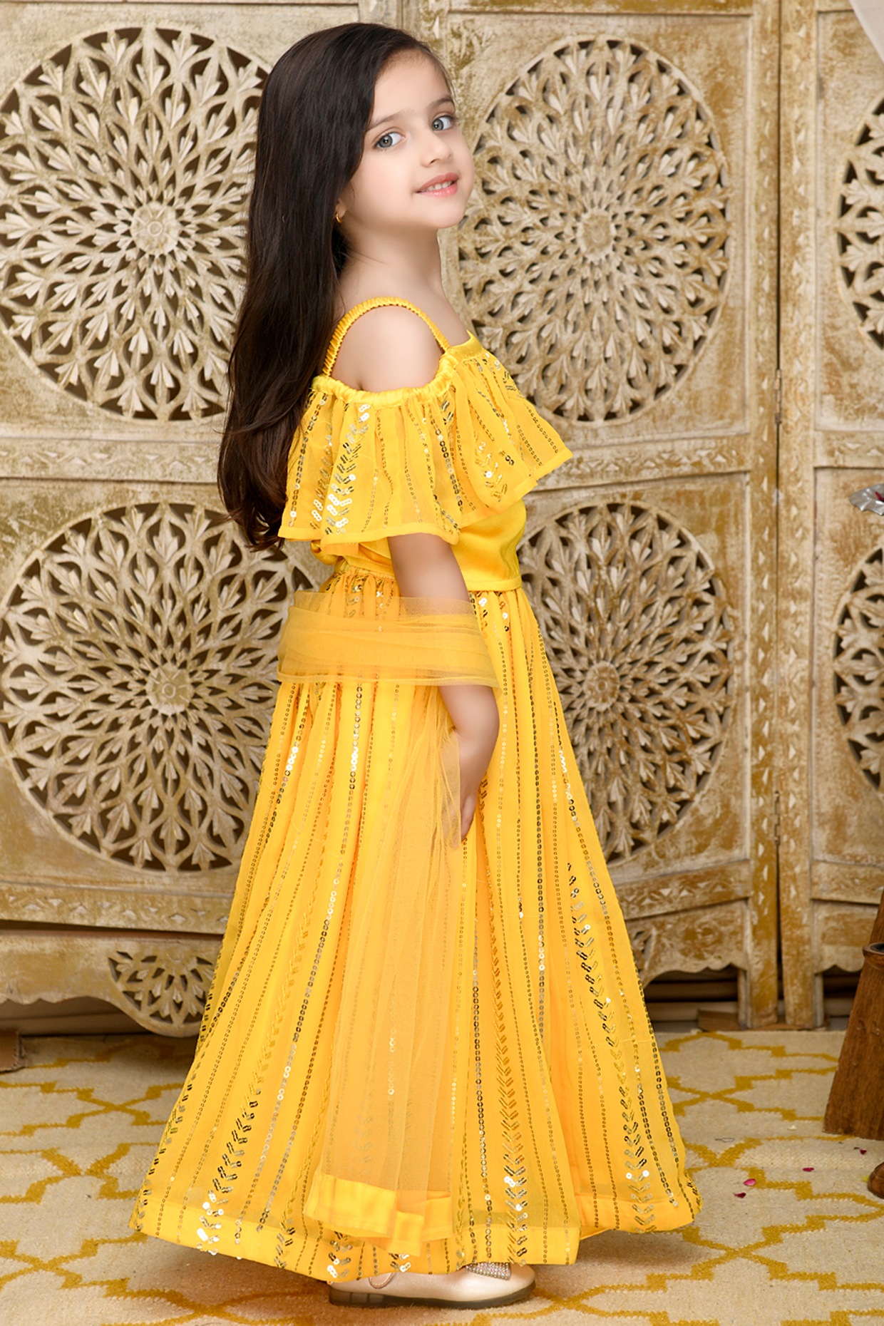 Best Embroidery Work Yellow Color Lehenga Suit With Price