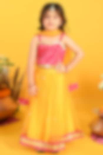 Yellow Net Sequins Work Lehenga Set For Girls by Saka Designs at Pernia's Pop Up Shop