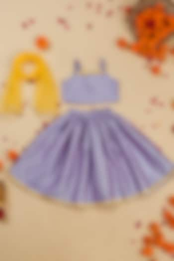 Lavender Art Silk Foil Printed Lehenga Set For Girls by Saka Designs at Pernia's Pop Up Shop