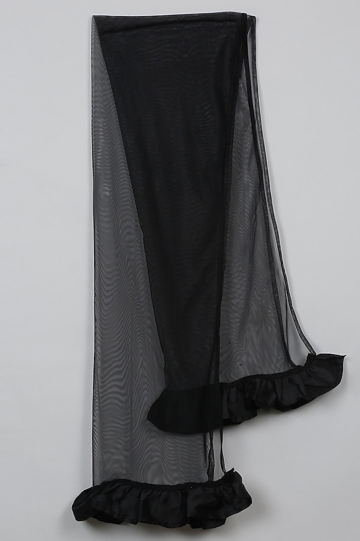 Black Net Mirror Embroidered Lehenga Set For Girls by Saka Designs at Pernia's Pop Up Shop