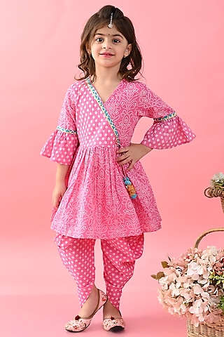 Buy Pink Bandhani Kurta Set for 3 4 Year Girls Online from Indian Luxury Designers 2024