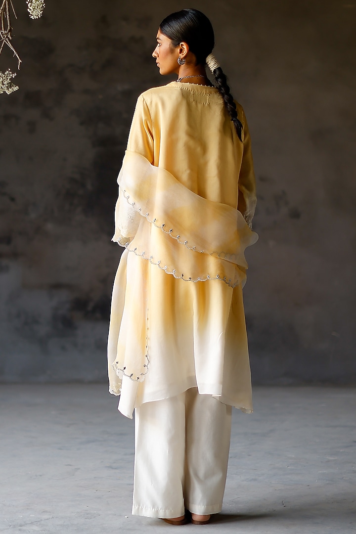 Yellow Embroidered Kurta Set by Shikha Mehta at Pernia's Pop Up Shop