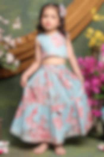 Multi-Colored Cotton Floral Printed Lehenga Set For Girls by Saka Designs at Pernia's Pop Up Shop