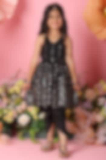 Black Net Dhoti Set For Girls by Saka Designs at Pernia's Pop Up Shop