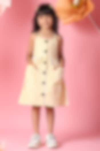 Yellow & White Cotton Striped Dress For Girls by Saka Designs at Pernia's Pop Up Shop