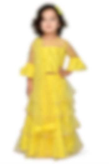 Butter Yellow Sequins Embroidered Lehenga Set For Girls by Saka Designs at Pernia's Pop Up Shop