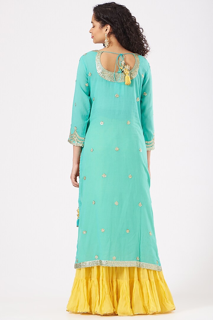 Blue Cotton Kurta Set by Sukriti & Aakriti at Pernia's Pop Up Shop