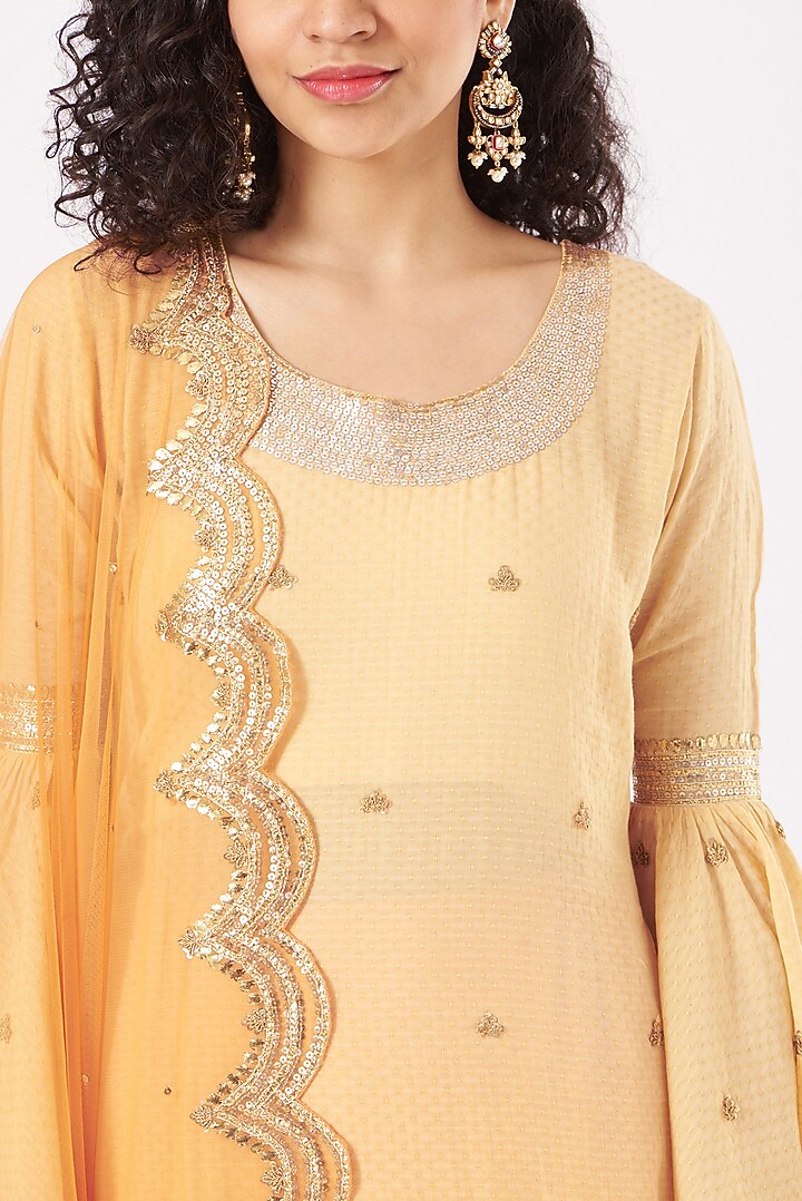 Orange Cotton Gota Work Kurta Set by Sukriti & Aakriti at Pernia's Pop Up Shop