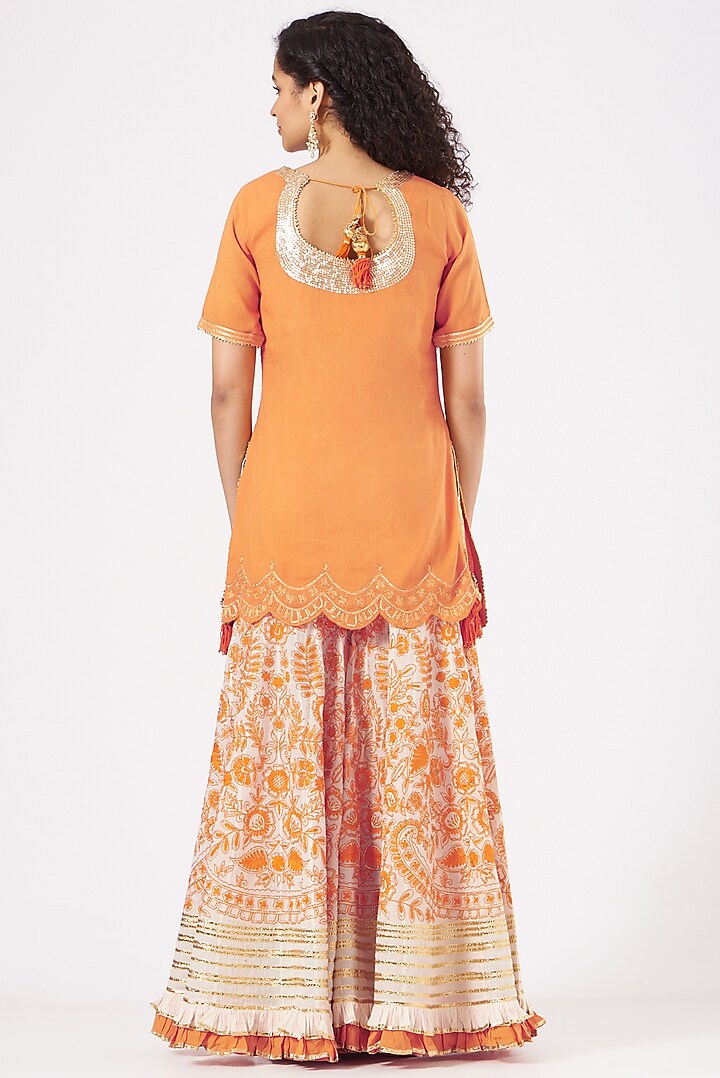 White Cotton Embroidered Wedding Sharara Set by Sukriti & Aakriti at Pernia's Pop Up Shop