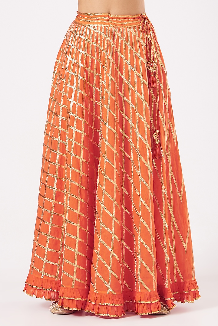 Orange Cotton Embroidered Party Wear Sharara Set by Sukriti & Aakriti at Pernia's Pop Up Shop