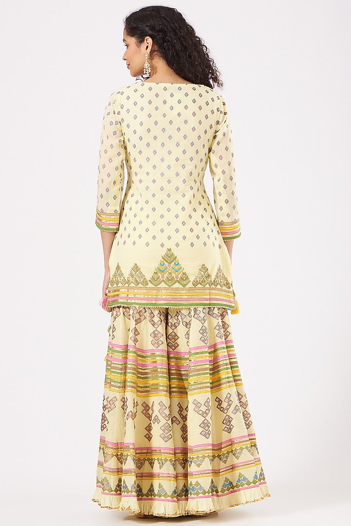 Ivory Cotton Printed Wedding Sharara Set by Sukriti & Aakriti at Pernia's Pop Up Shop