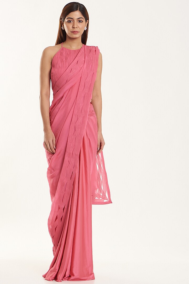 Pink Organza Crop Top by Shriya Khanna at Pernia's Pop Up Shop