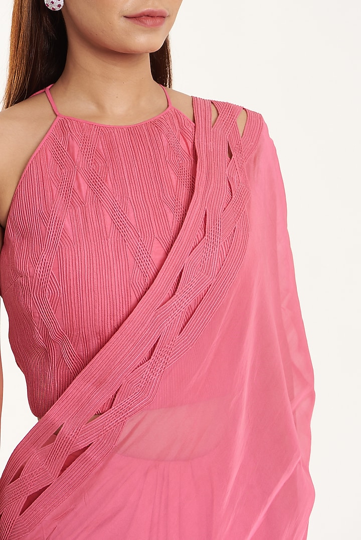 Pink Organza Crop Top by Shriya Khanna at Pernia's Pop Up Shop