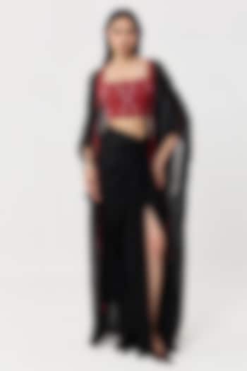 Black Organza Cape Set by Shriya Khanna at Pernia's Pop Up Shop
