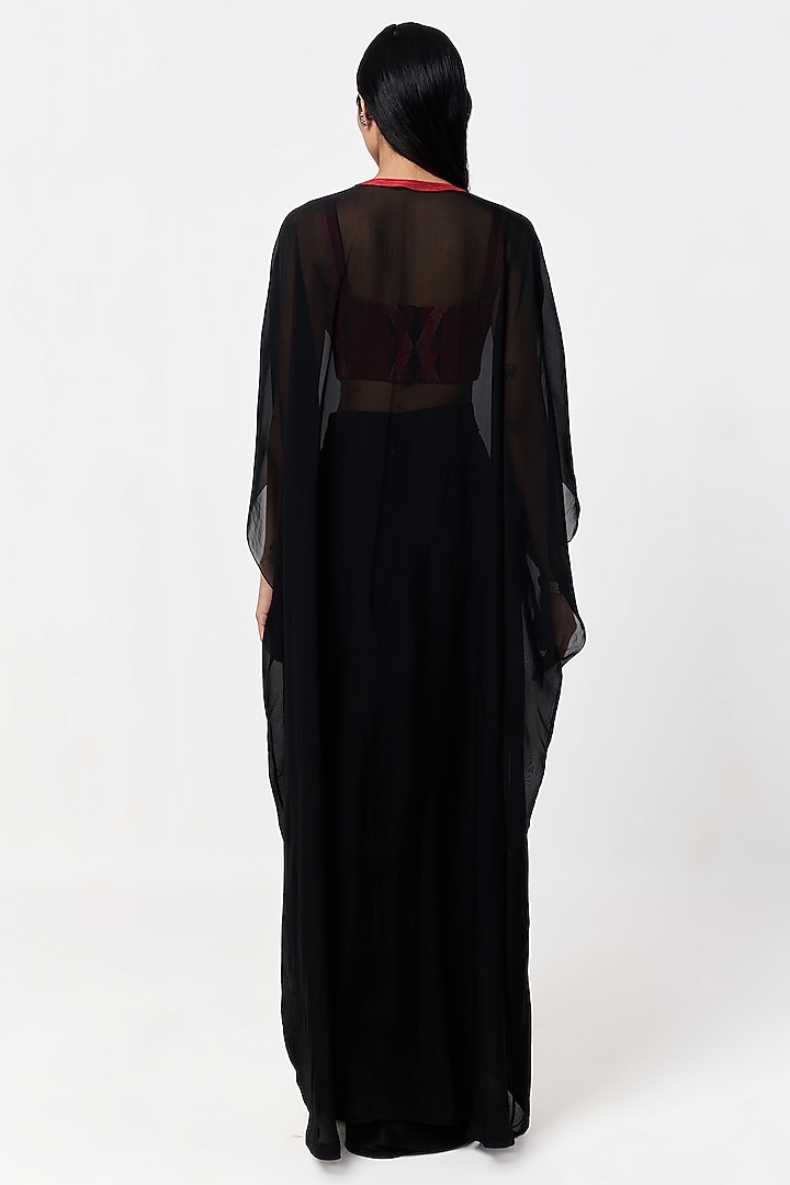 Black Organza Cape Set by Shriya Khanna at Pernia's Pop Up Shop